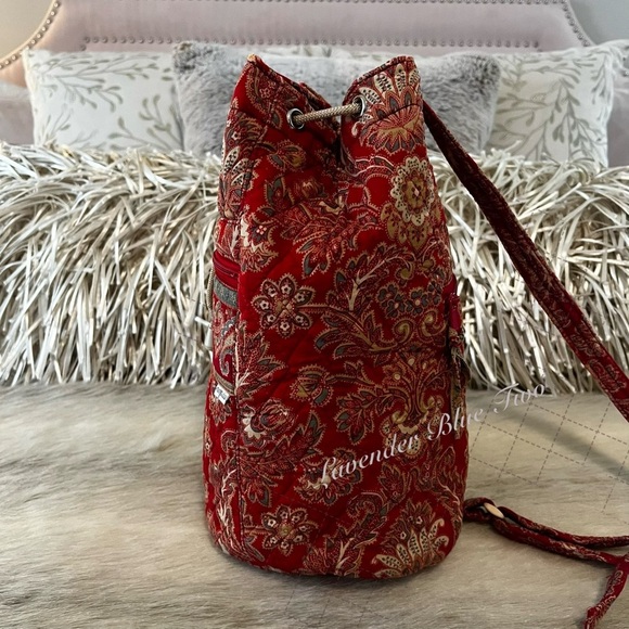 Vintage VERA BRADLEY Windsor 1995 Backpack Sling USA Drawstring Red Gold Quilt main image 8